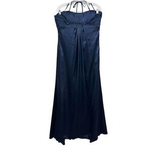 Bari Jay Women Strapless Gown Dress Ruched Sweetheart Neck Lace Up Blue Size 14*